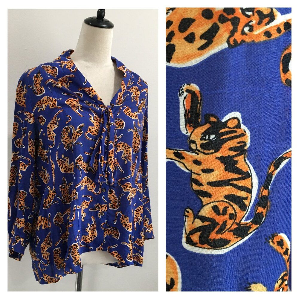 17 OF 52 CONVERSATIONS by Anthropologie Limited Edition Leopard Tie Collar Shirt